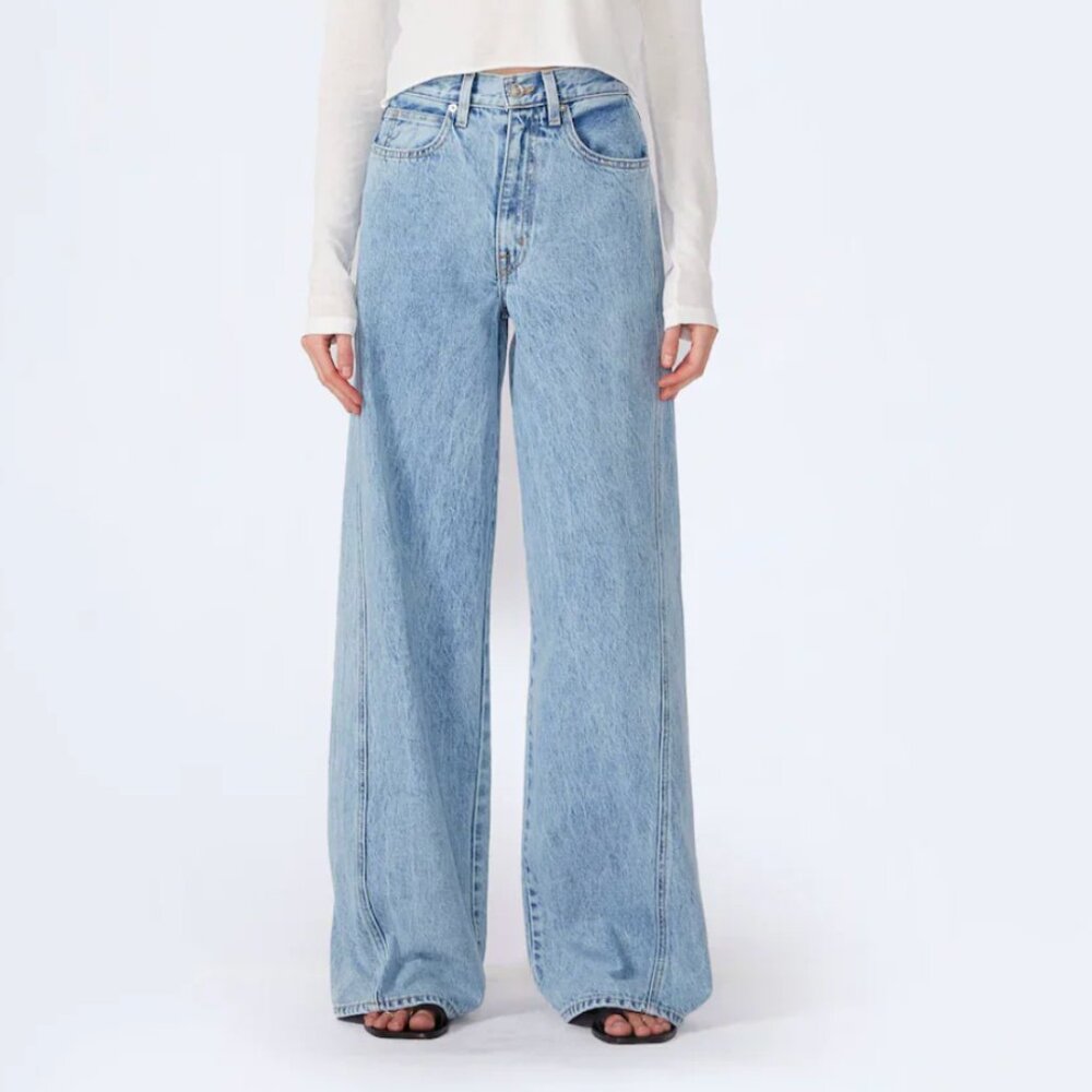 SLVRLAKE Eva Twisted Seam High Rise Wide Leg Jeans in Time To Go